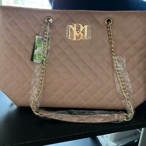BADGLEY MISHKA Elegant Pink Quilted Tote Bag
